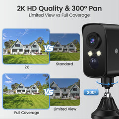 4G LTE Cellular Security Camera Wireless Outdoor, Magnetic, No WiFi Needed, 300° Pan, Solar Powered, Magnetic Mount 1-Min Install, SIM Included, PIR Motion & AI, 2K Night Vision, Lifetime 7-Day Cloud