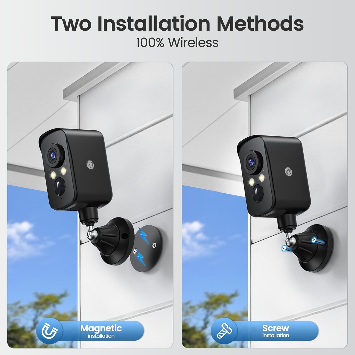 4G LTE Cellular Security Camera Wireless Outdoor, Magnetic, No WiFi Needed, 300° Pan, Solar Powered, Magnetic Mount 1-Min Install, SIM Included, PIR Motion & AI, 2K Night Vision, Lifetime 7-Day Cloud