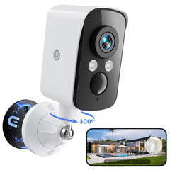 300° Pan Wireless Outdoor Security Camera, Magnetic Mount, Battery Powered Cam Indoor, 2.4G WiFi, 2K, AI Detection, Night Vision, 2-Way Talk, Lifetime 7-Day Cloud/SD Storage, for Home Security, IP65 Naseto