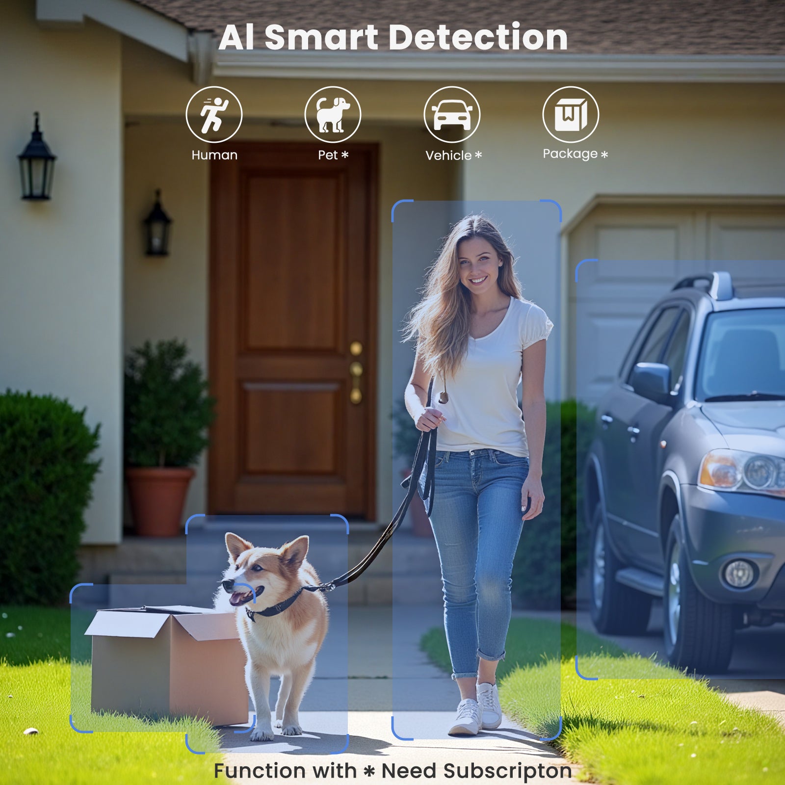 Naseto  300° Pan Wireless Outdoor Security Camera, Magnetic Mount, Battery Powered Cam Indoor, 2.4G WiFi, 2K, AI Detection, Night Vision, 2-Way Talk, Lifetime 7-Day Cloud/SD Storage, for Home Security, IP65